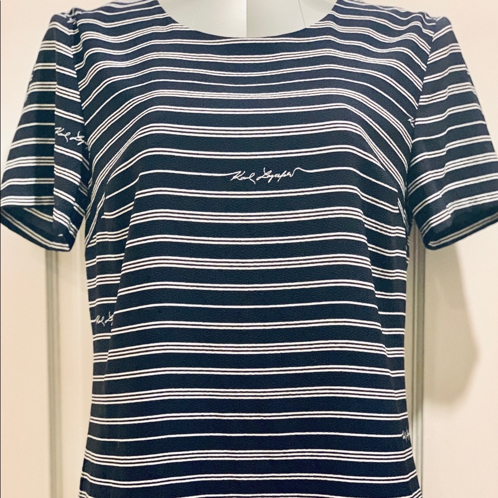 Karl Lagerfeld! Blue and white striped shift dress